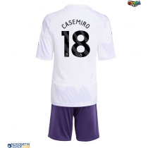 Otroški Nogometni dresi Manchester United Casemiro #18 Gostujoči 2025-26 Kratek Rokav (+ Kratke hlače)